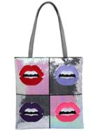 Shein Silver Lipstick Print Pu Bag