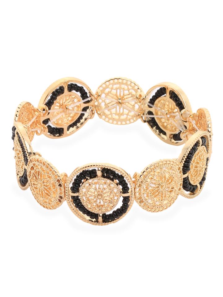 Shein Black Beads Hollow Alloy Bracelet