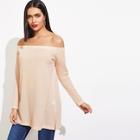 Shein Solid Off Shoulder Textured Blouse