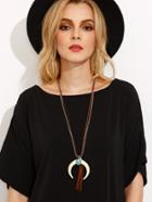 Shein White Ox Horn Pendant Tassel Layered Necklace