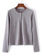 Shein Long Sleeve Tee With Buttons