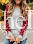 Shein Grey Contrast Raglan Sleeve T-shirt