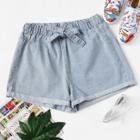 Shein Plus Roll-up Tie Waist Denim Shorts