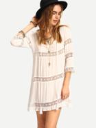 Shein White Hollow Out Lace Up Dress