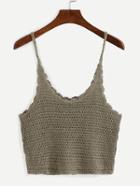 Shein Crop Crochet Cami Top - Khaki