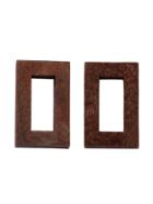 Shein Brown Hollow Rectangle Wooden Stud Earrings