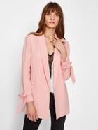 Shein Bow Tied Cuff Pocket Front Blazer