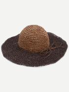Shein Coffee Bow Trim Large Brimmed Straw Hat