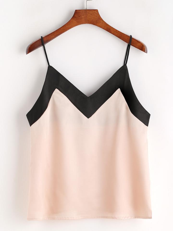Shein Contrast Neckline Silky Cami Top