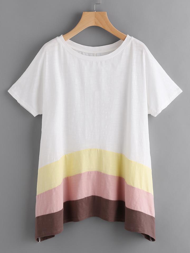 Shein Cut And Sew Hanky Hem Slub T-shirt