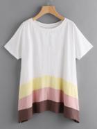 Shein Cut And Sew Hanky Hem Slub T-shirt