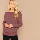 Shein Boat Neck Waffle Knit Solid Tee