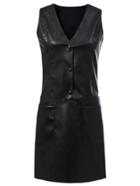 Shein Plunge Neckline Sleeveless Pu Dress