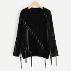 Shein Round Neck Lace-up Sweater