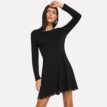 Shein Pearl Beaded Solid Sweater Dress