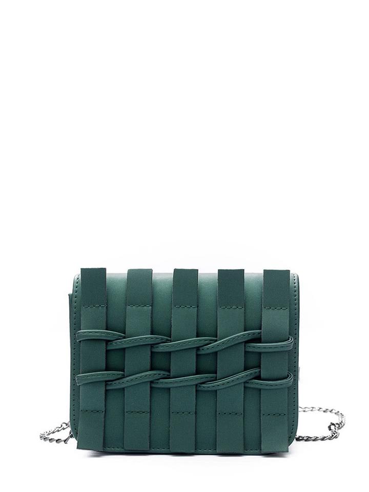 Shein Weave Front Flap Crossbody Bag With Chain