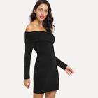 Shein Off Shoulder Solid Dress