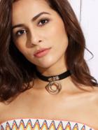 Shein Faux Leather Circle Pendant Choker