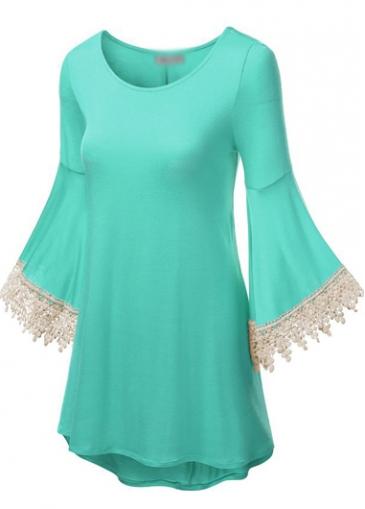 Rosewe Round Neck Lace Patchwork Mini Dress