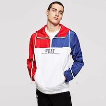 Shein Men Zip Front Letter Color Block Hoodie Jacket