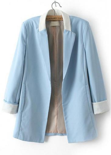 Rosewe Vogue Turndown Collar Long Sleeve Blue Suit For Woman