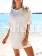 Shein Whites Half Sleeve T-shirt Dress