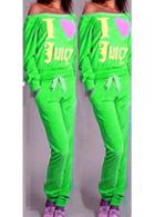 Rosewe Boat Neck Neon Green Two Piece Activewear
