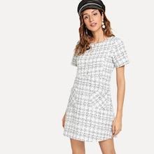 Shein Button Decoration Plaid Dress