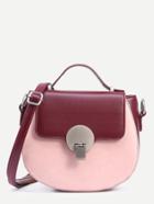 Shein Contrast Faux Leather Metal Closure Saddle Bag