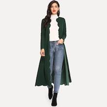 Shein Scallop Edge Open Front Longline Coat