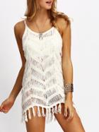 Shein Beige Tassel Spaghetti Strap Beach Dress