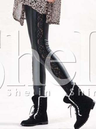 Shein Black With Lace Slim Pant