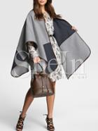 Shein Grey Color Block Cape Coat