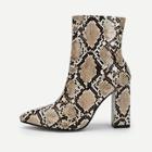 Shein Snakeskin Print Point Toe Ankle Boots