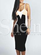 Shein Black Spaghetti Strap Color Block Dress