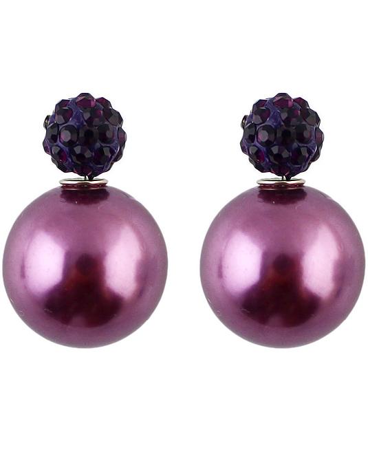 Shein Purple Diamond Bead Stud Earrings
