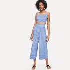Shein Striped Crop Top & Wide Leg Pants Set