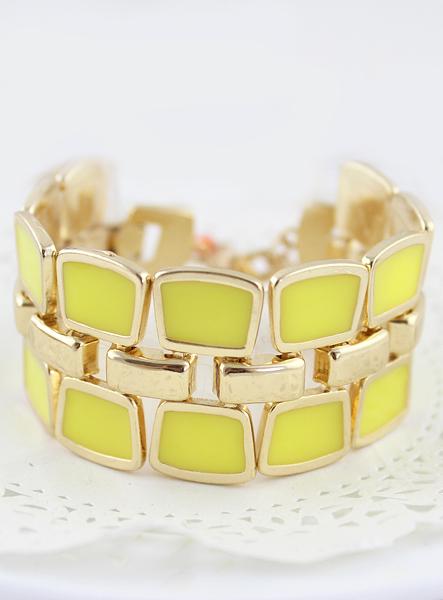 Shein Yellow Geometric Splice Bracelet