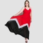 Shein Plus Color Block Chevron Cami Dress
