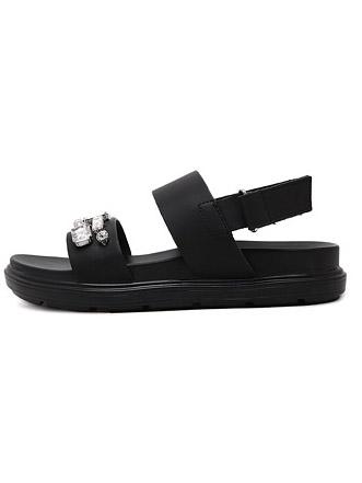 Shein Black Open Toe Rhinestone Sandals