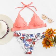 Shein Plus Scalloped Trim Bikini Set