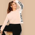 Shein Plus Letter Print Cut And Sew Sweatshirt