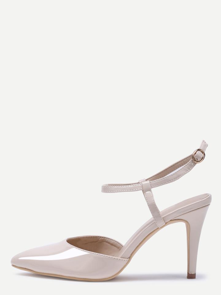 Shein Apricot Pointed Toe Slingback Ankle Strap Pumps