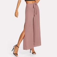 Shein Self Belted Slit Wide Leg Pants