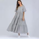 Shein Plaid Pleated Longline Dress