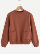 Shein Dual Pocket Front Long Sleeve Sweatshirt