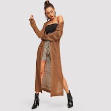 Shein Slit Side Open Front Longline Cardigan