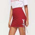 Shein Contrast Tape Crisscross Side Skirt