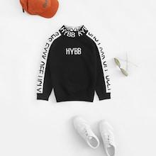 Shein Girls Mock Neck Letter Print Jumper