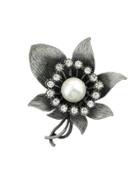 Shein White Vintage Style Rhinestone Flower Brooches
